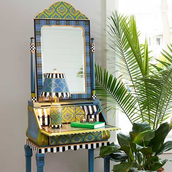 New MACKENZIE CHILDS MADRAS Table Lamp Sold Out HTF Rare No Box Courtly Stripes - Picture 2 of 16